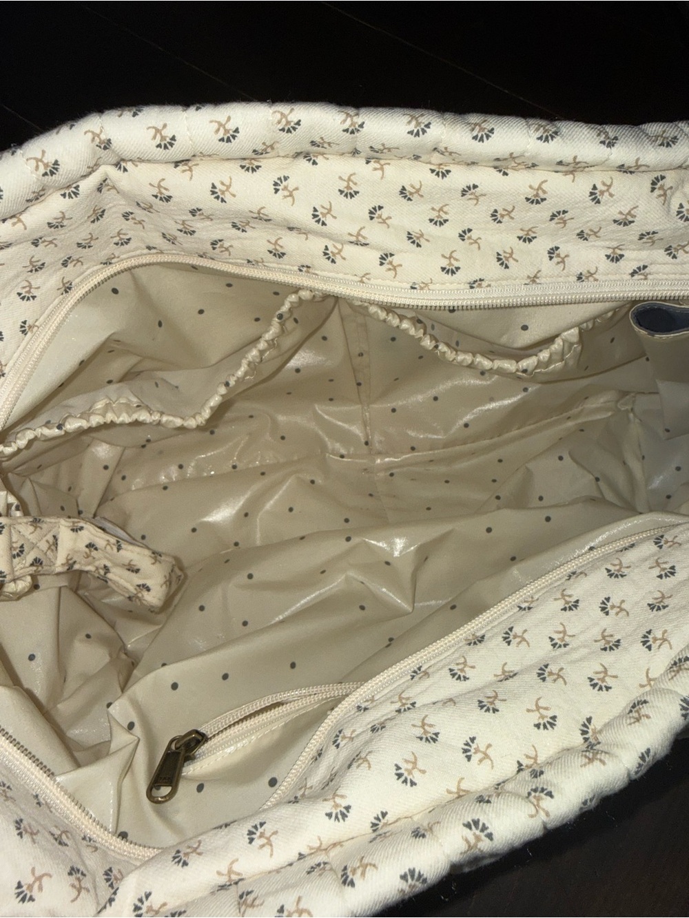 Quincy Mae Cream Floral Diaper Bag and Pouch - Picture 3 of 5